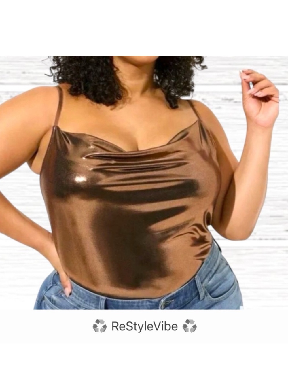 torrid Metallic Bronze Satin Cowl Neck Camisole